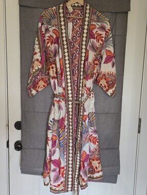 Haute Hippie STYLE Reversible Midi Belted Floral Robe Kimono Rayon 1X